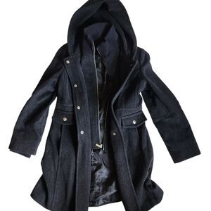 Anne Klein Charcoal Utility Jacket with Hood